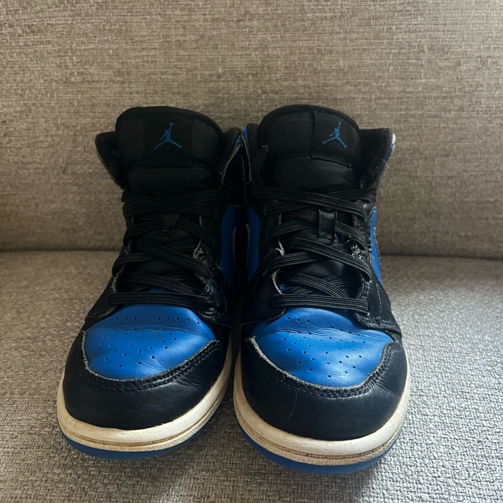 Jordan Kids Black and Blue High-Top Sneakers